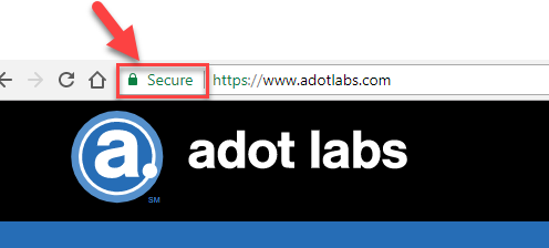 adotlabs url screenshot, there is a lock icon on the left side before the URL